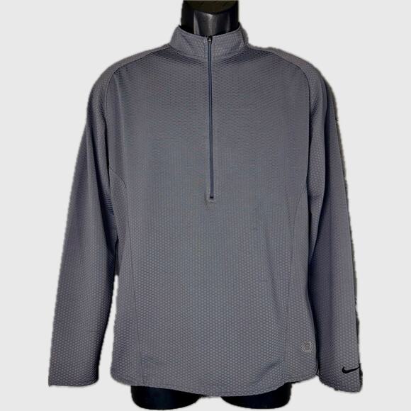 Nike Sphere Mens Medium Gray QTR Zip Long Sleeve Dry Shirt Textured Back Pocket - Picture 1 of 10